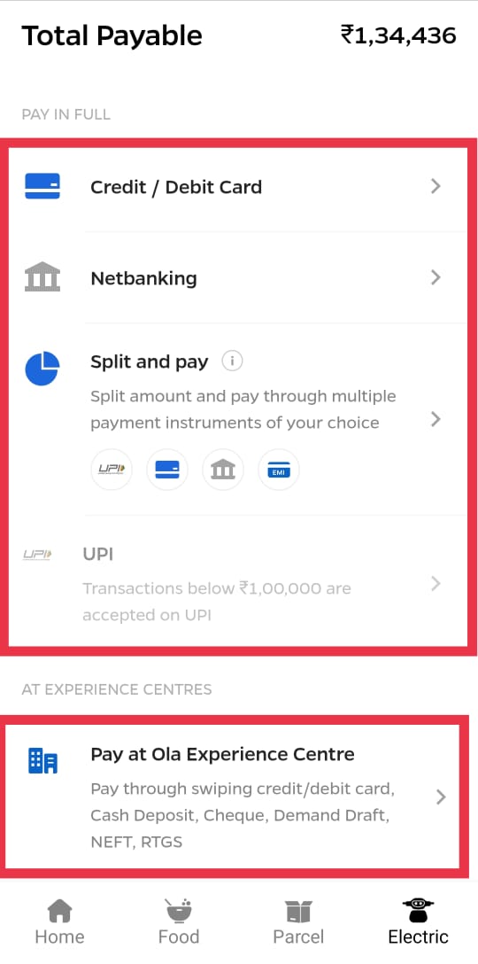 How to buy ola electric Scooter-Payment options